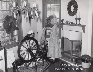 Women for Greater Philadelphia founding member Betty Krauss at the 1976 holiday tours at Laurel Hill Mansion